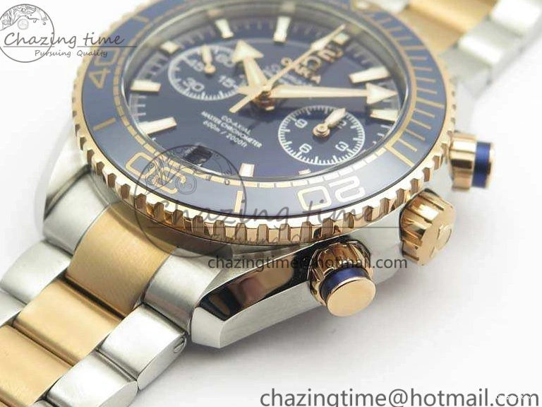 0412 Seamaster Pro Chrono SS RG OM Best Edition Blue Ceramic Blue Dial On SS RG Bracelet A Snug 8129